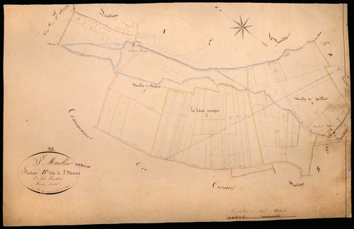 Saint-Martin-sur-Nohain, cadastre ancien : plan parcellaire de la section B dite de Saint-Martin, feuille 1