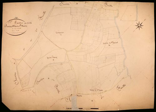 Saint-Martin-sur-Nohain, cadastre ancien : plan parcellaire de la section B dite de Saint-Martin, feuille 6