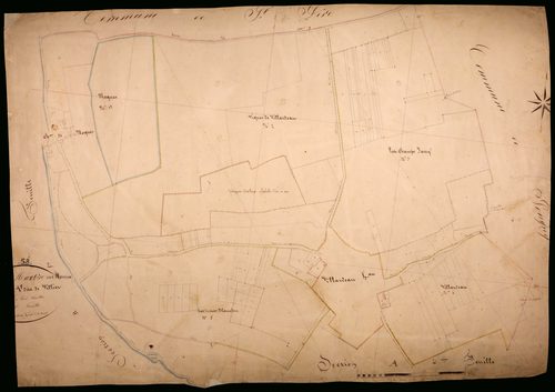 Saint-Martin-sur-Nohain, cadastre ancien : plan parcellaire de la section A dite de Villiers, feuille 1