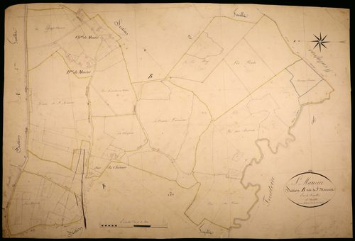 Saint-Maurice, cadastre ancien : plan parcellaire de la section B dite de Saint-Maurice, feuille 2