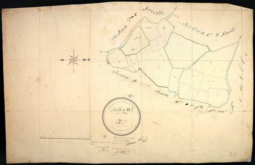 Saint-Parize-le-Châtel, cadastre ancien : plan parcellaire de la section D dite du Grand Bourg, feuille 3