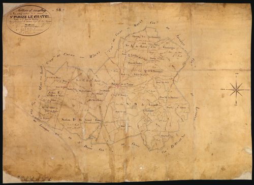Saint-Parize-le-Châtel, cadastre ancien : tableau d'assemblage