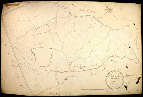 Saint-Parize-le-Châtel, cadastre ancien : plan parcellaire de la section D dite du Grand Bourg, feuille 2
