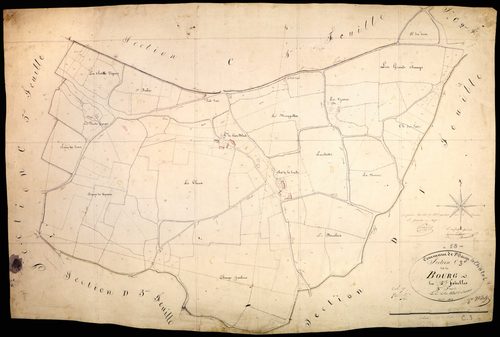 Saint-Parize-le-Châtel, cadastre ancien : plan parcellaire de la section C dite du Bourg, feuille 3