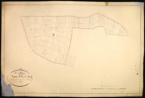 Saint-Père, cadastre ancien : plan parcellaire de la section A dite du Bourg, feuille 1, développement