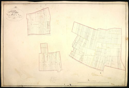 Saint-Père, cadastre ancien : plan parcellaire de la section A dite du Bourg, feuille 2, développement