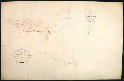 Saint-Péreuse, cadastre ancien : plan parcellaire de la section B dite du Bourg, feuille 2, développement