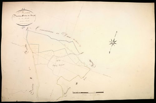 Saint-Péreuse, cadastre ancien : plan parcellaire de la section B dite du Bourg, feuille 4