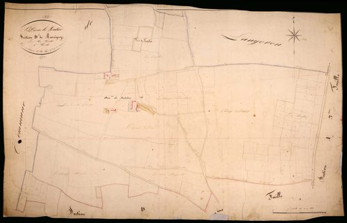 Saint-Pierre-le-Moûtier, cadastre ancien : plan parcellaire de la section D dite de Marcigny, feuille 1