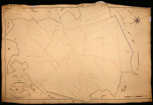 Saint-Pierre-le-Moûtier, cadastre ancien : plan parcellaire de la section B dite de Saint-Pierre, feuille 1