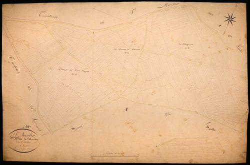 Saint-Quentin-sur-Nohain, cadastre ancien : plan parcellaire de la section A dite de Saint-Quentin, feuille 1