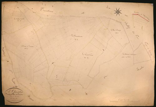 Saint-Quentin-sur-Nohain, cadastre ancien : plan parcellaire de la section B dite de Chaume, feuille 1
