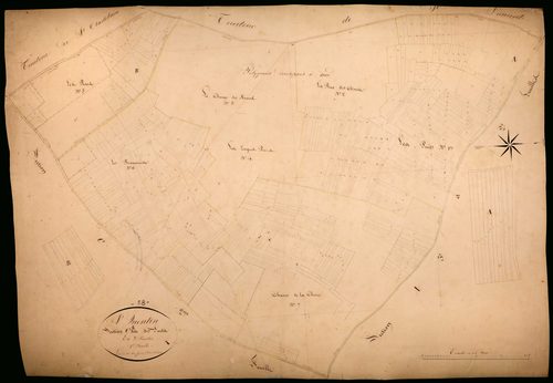Saint-Quentin-sur-Nohain, cadastre ancien : plan parcellaire de la section C dite des Puits, feuille 1