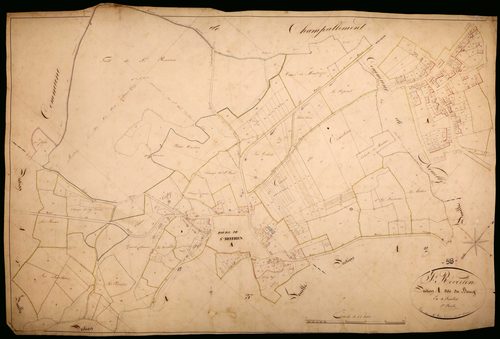 Saint-Révérien, cadastre ancien : plan parcellaire de la section A dite du Bourg, feuille 1