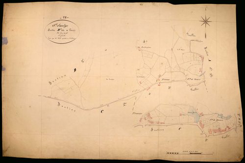Saint-Saulge, cadastre ancien : plan parcellaire de la section D dite de Pouzy, feuille 1