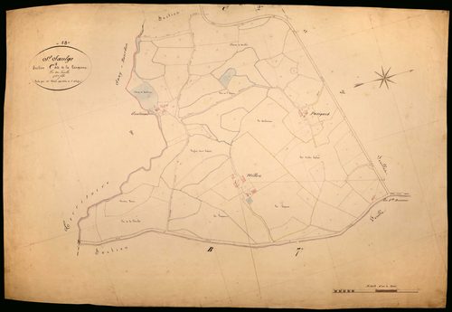 Saint-Saulge, cadastre ancien : plan parcellaire de la section C dite de la Longenne, feuille 1