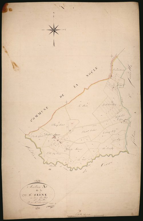 Saint-Seine, cadastre ancien : plan parcellaire de la section A dite de Saint-Seine, feuille 1