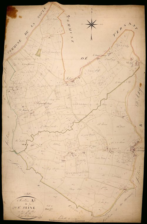 Saint-Seine, cadastre ancien : plan parcellaire de la section A dite de Saint-Seine, feuille 2