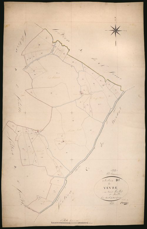 Saint-Seine, cadastre ancien : plan parcellaire de la section D dite de Vèvre, feuille 2