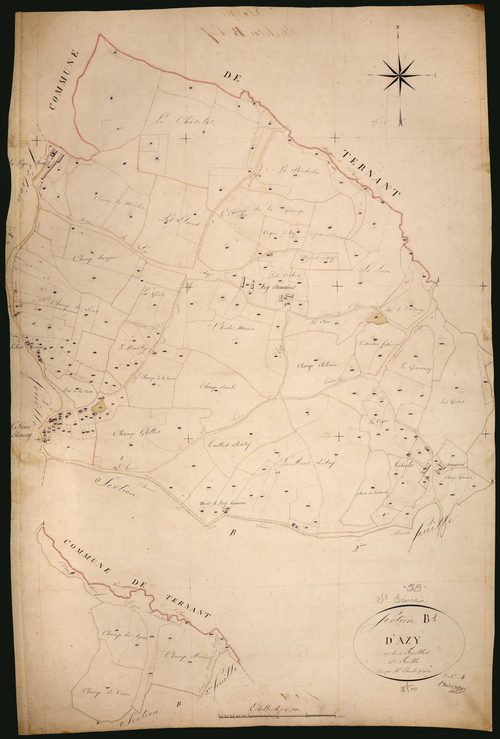 Saint-Seine, cadastre ancien : plan parcellaire de la section B dite d'Azy, feuille 1