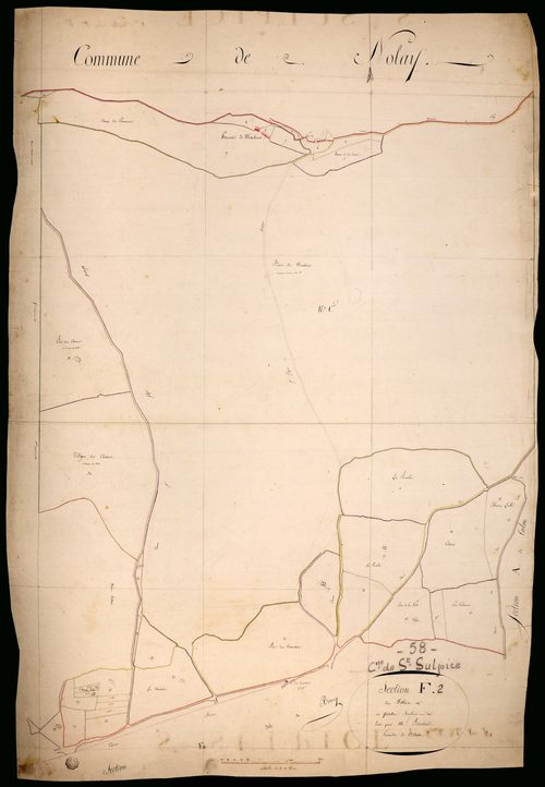 Saint-Sulpice, cadastre ancien : plan parcellaire de la section F dite des Folies, feuille 2