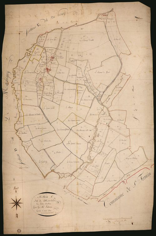Saint-Sulpice, cadastre ancien : plan parcellaire de la section C dite de Mantelet, feuille 1