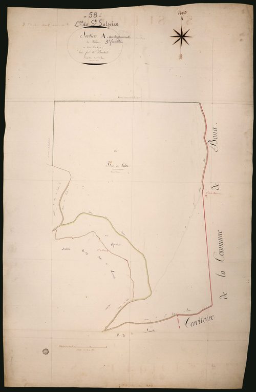 Saint-Sulpice, cadastre ancien : plan parcellaire de la section A dite du Talou, feuille 3