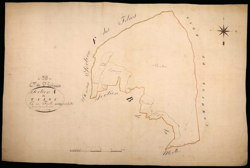 Saint-Sulpice, cadastre ancien : plan parcellaire de la section A dite du Talou