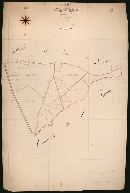 Saint-Sulpice, cadastre ancien : plan parcellaire de la section C dite de Mantelet, feuille 3