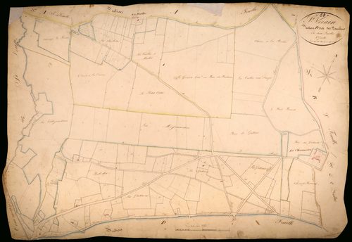 Saint-Vérain, cadastre ancien : plan parcellaire de la section D dite des Bouillons, feuille 1