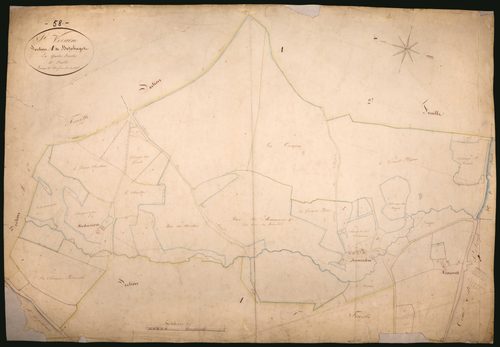 Saint-Vérain, cadastre ancien : plan parcellaire de la section A dite de Betphaget, feuille 3