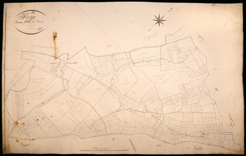 Saizy, cadastre ancien : plan parcellaire de la section D dite du Bourg, feuille 2