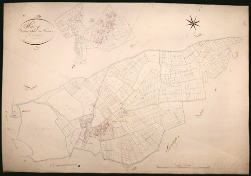Saizy, cadastre ancien : plan parcellaire de la section C dite de Poisson, feuille 2