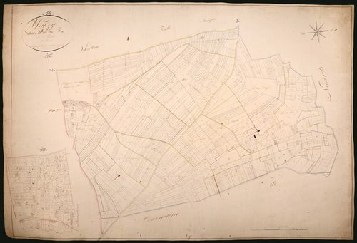 Saizy, cadastre ancien : plan parcellaire de la section B dite de Fin, feuille 1