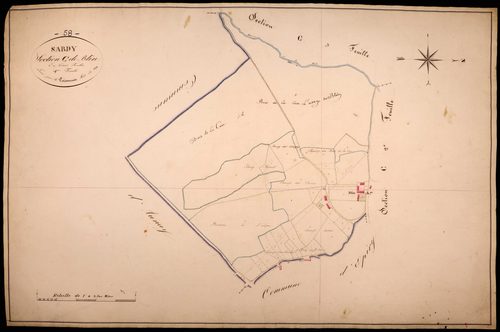 Sardy-lès-Epiry, cadastre ancien : plan parcellaire de la section C dite de Blin, feuille 1
