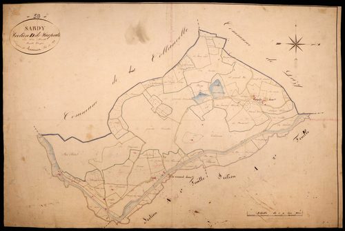 Sardy-lès-Epiry, cadastre ancien : plan parcellaire de la section D dite de Surpalie