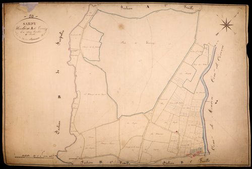 Sardy-lès-Epiry, cadastre ancien : plan parcellaire de la section A dite de Vernizy, feuille 1