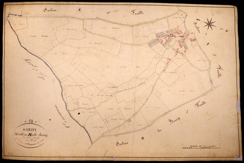Sardy-lès-Epiry, cadastre ancien : plan parcellaire de la section B dite du Bourg, feuille 2