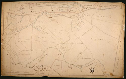 Sauvigny-les-Bois, cadastre ancien : plan parcellaire de la section A dite de Sauvigny, feuille 1