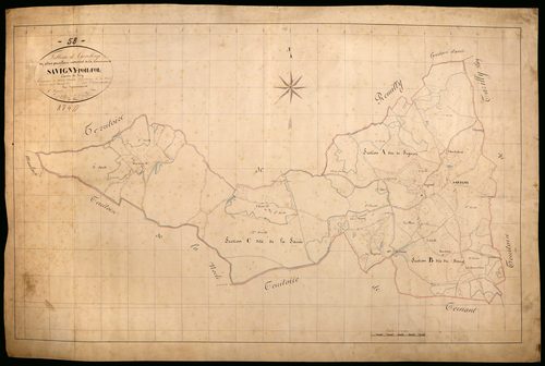 Savigny-Poil-Fol, cadastre ancien : tableau d'assemblage