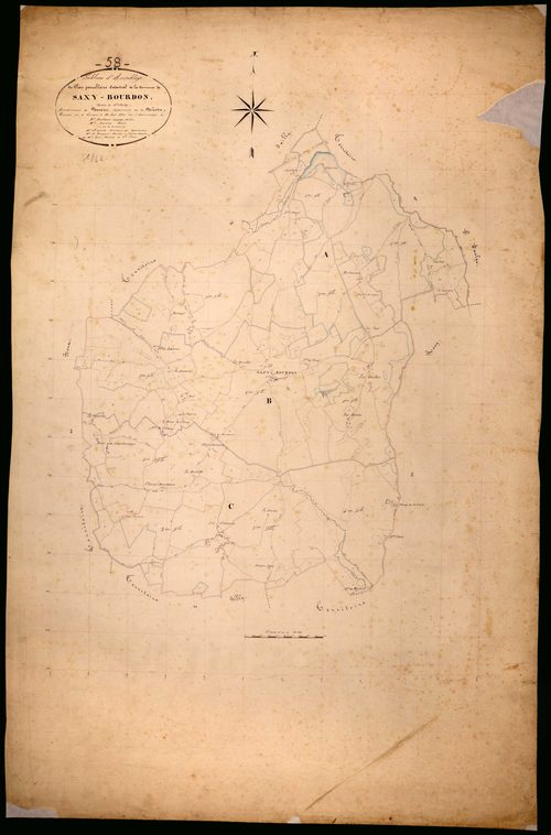 Saxi-Bourdon, cadastre ancien : tableau d'assemblage