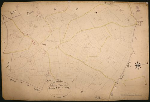 Saxi-Bourdon, cadastre ancien : plan parcellaire de la section B dite de Saxy, feuille 2