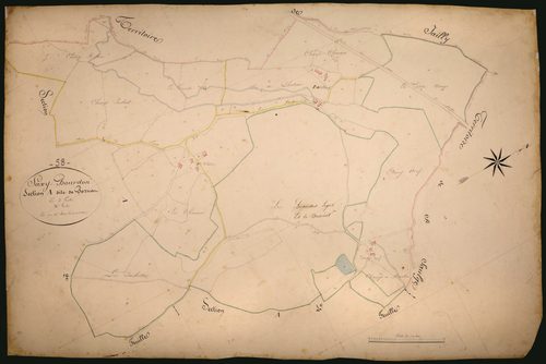 Saxi-Bourdon, cadastre ancien : plan parcellaire de la section A dite de Pornat, feuille 3