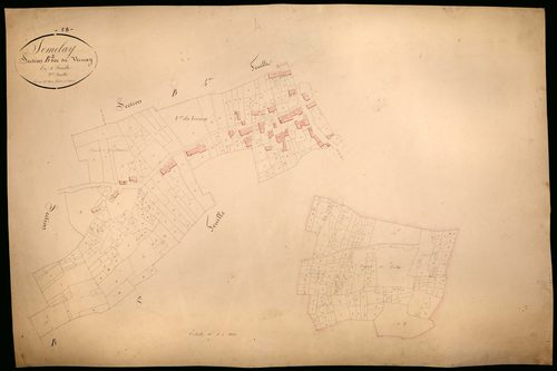 Sémelay, cadastre ancien : plan parcellaire de la section B dite du Vernay, feuille 2