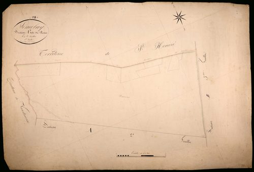 Sémelay, cadastre ancien : plan parcellaire de la section A dite du Plessis, feuille 1