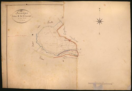 Sermages, cadastre ancien : plan parcellaire de la section B dite de Sermages, feuille 5