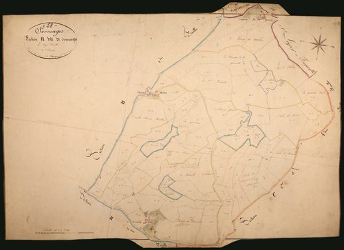 Sermages, cadastre ancien : plan parcellaire de la section B dite de Sermages, feuille 2
