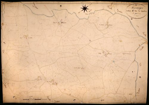 Sermages, cadastre ancien : plan parcellaire de la section C dite de Grandry, feuille 1