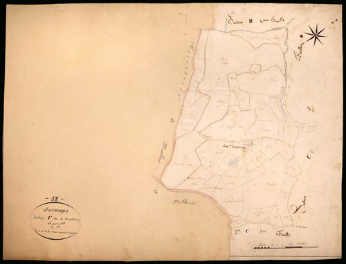 Sermages, cadastre ancien : plan parcellaire de la section C dite de Grandry, feuille 2