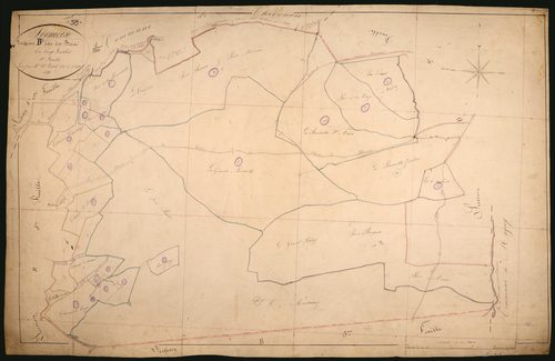 Sermoise-sur-Loire, cadastre ancien : plan parcellaire de la section B dite des Bois, feuille 1